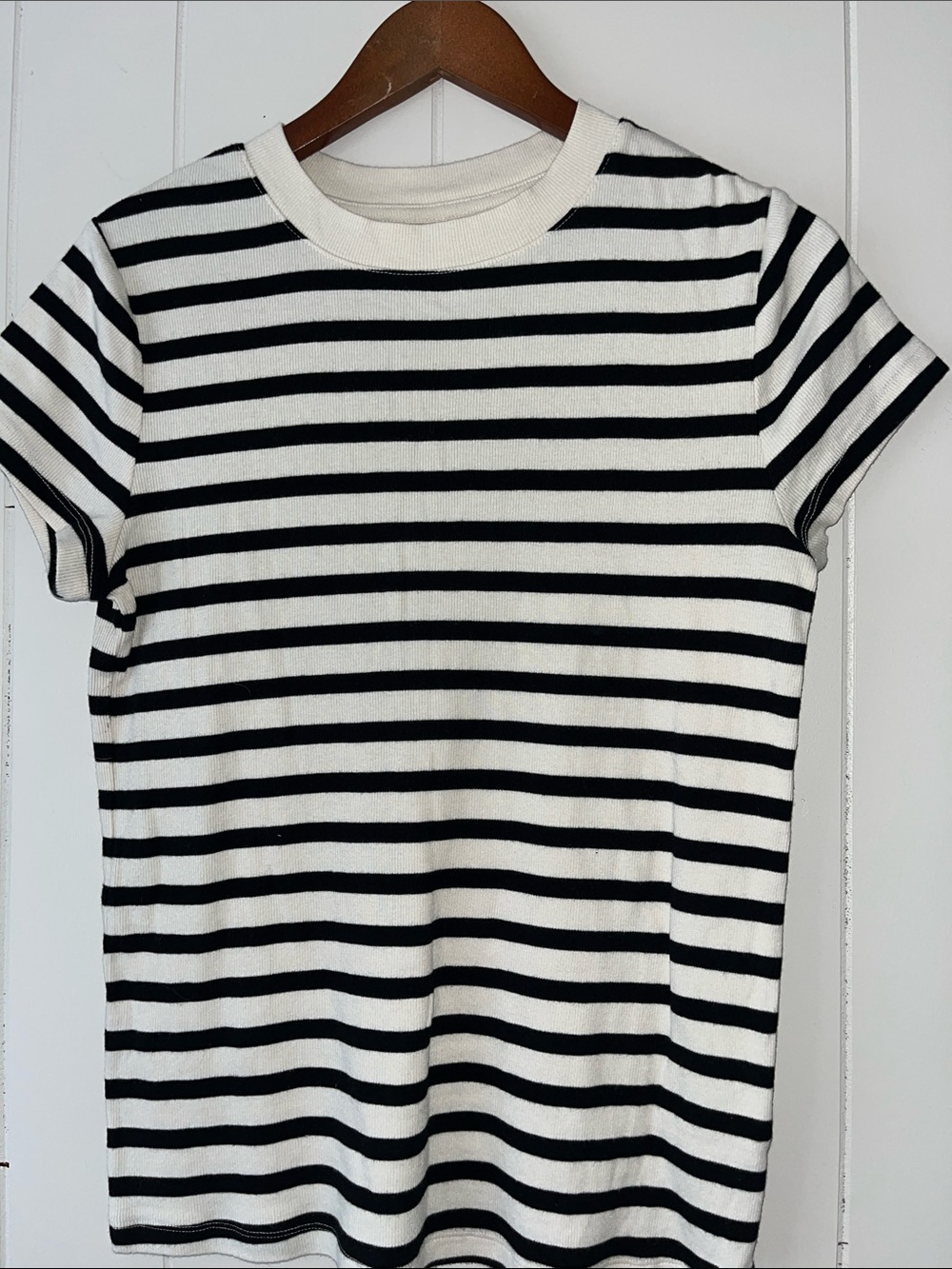 Black and White Striped Short Sleeve Tee